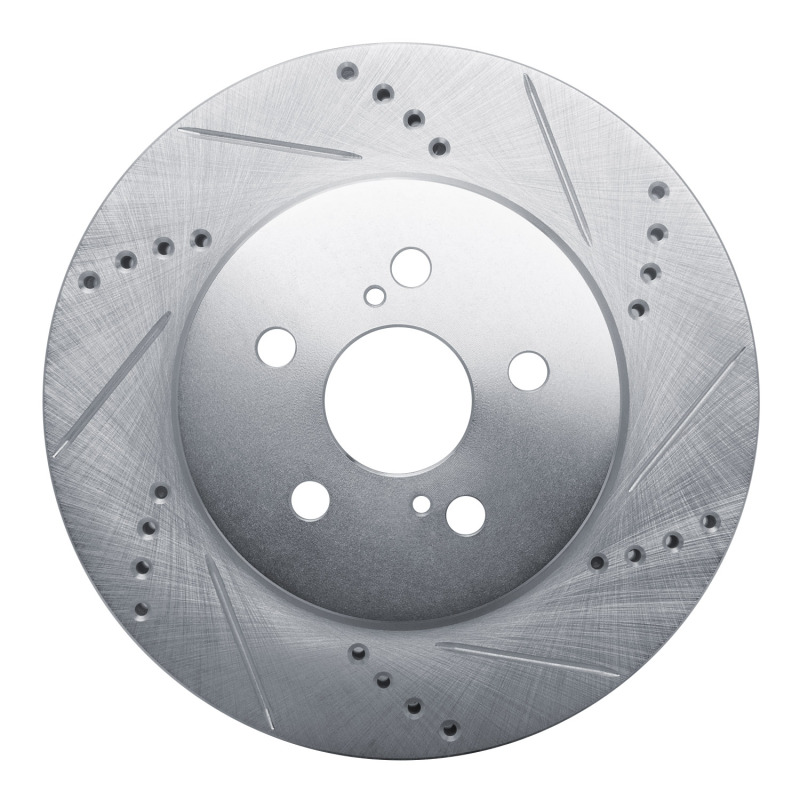 Toyota Prius Prime Brake Rotor (1) - Front Right - R1 Concepts - Drilled & Slotted - Silver - `19-`25